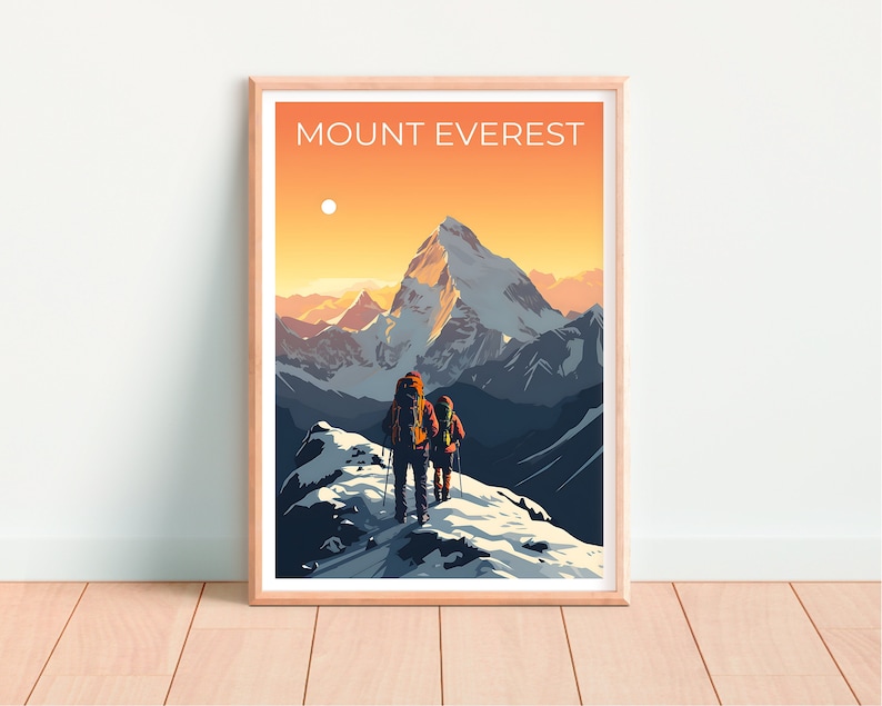 Mount Everest Travel Poster, Himalayas Wall Art, Himalayas Print, Mount Everest Poster, Mountain Poster, Nature Poster, Mount Everest Art image 2
