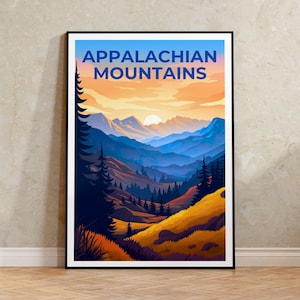 Appalachen Berge Reiseplakat, Bergwandkunst, Bergdruck, Appalachian Mountains Poster, Naturplakat