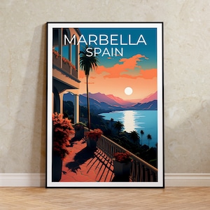 Marbella poster, Marbella print, Spanje poster, Spanje print, Marbella reisposter, Spanje kunst, Marbella Art