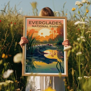 Everglades Travel Poster, Florida Wall Art, Florida Print, Everglades Poster, Florida Poster, Alligator Poster, Everglades Art image 2