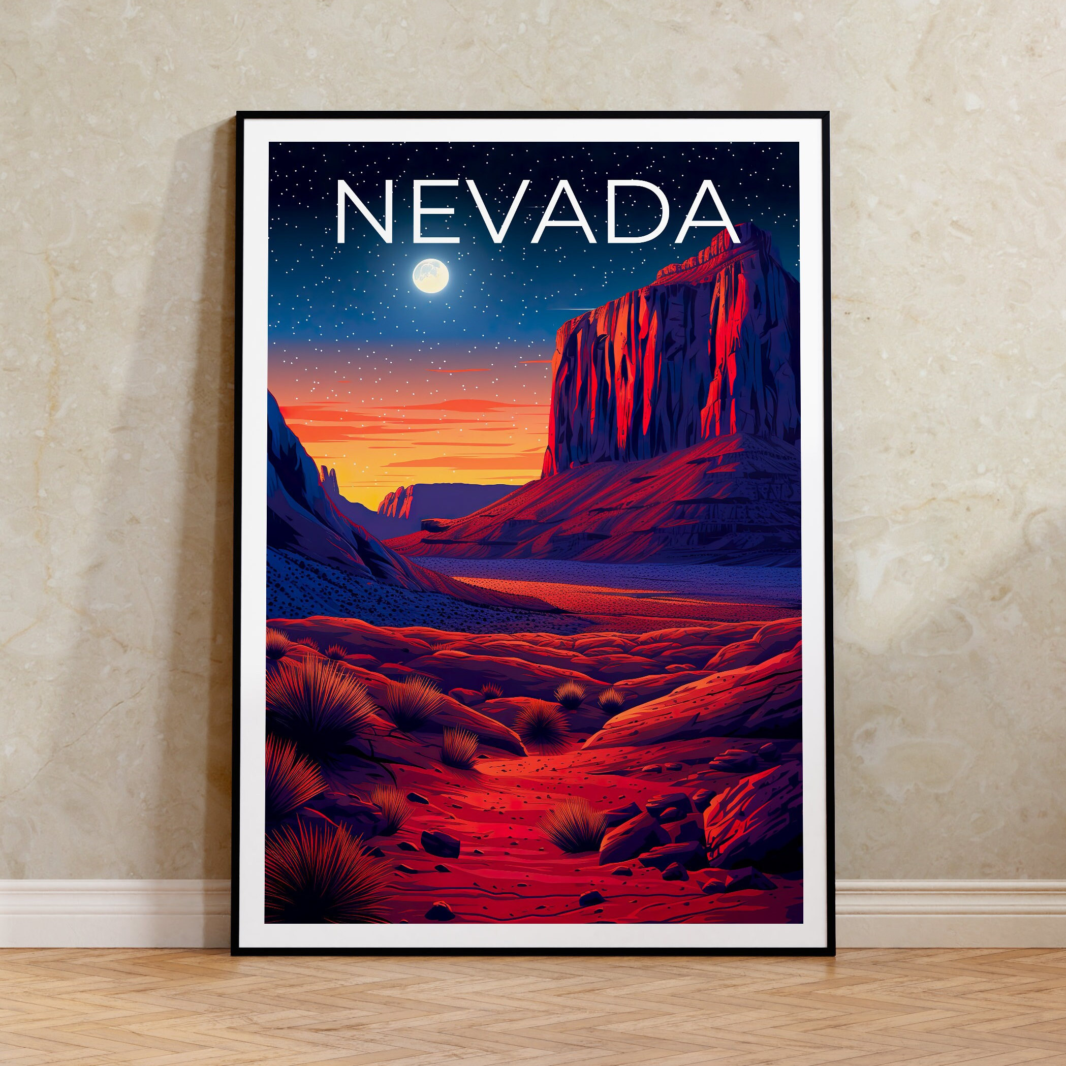 Nevada Travel Poster, Desert Wall Art, Desert Print, Nevada Poster