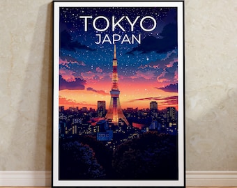 Tokyo Poster, Tokyo Print, Tokyo Tower Poster, Tokyo Tower Print, Tokyo Travel Poster, Japan Poster, Tokyo Gift