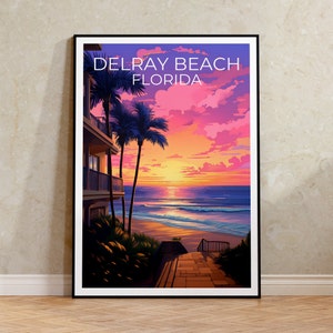 Poster di Delray Beach, stampa di Delray Beach, poster della Florida, stampa della Florida, poster di viaggio di Delray Beach, arte della spiaggia, arte di Delray Beach