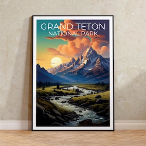 Grand Teton Reiseplakat, Wyoming Wandkunst, Wyoming Druck, Grand Teton Plakat, Wyoming Plakat, Naturplakat, Grand Teton Kunst