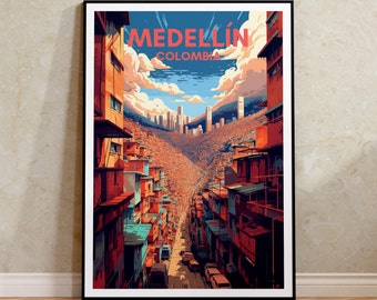 Medellín Poster Medellín Travel Print Medellin Colombia Poster Colombia Print South America Poster Colombia Wall Art Medellin Barrio Gift