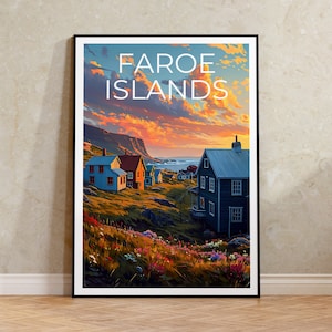 Faroe Islands Travel Poster, Denmark Wall Art, Denmark Print, Faroe Islands Poster, Faroe Islands Poster, Faroe Islands Art