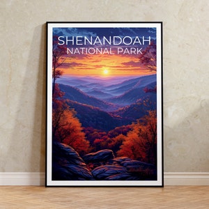 Póster del Parque Nacional Shenandoah, Impresión de Shenandoah, Póster de Virginia, Impresión de Virginia, Póster del Bosque, Arte de Shenandoah, Póster de Otoño
