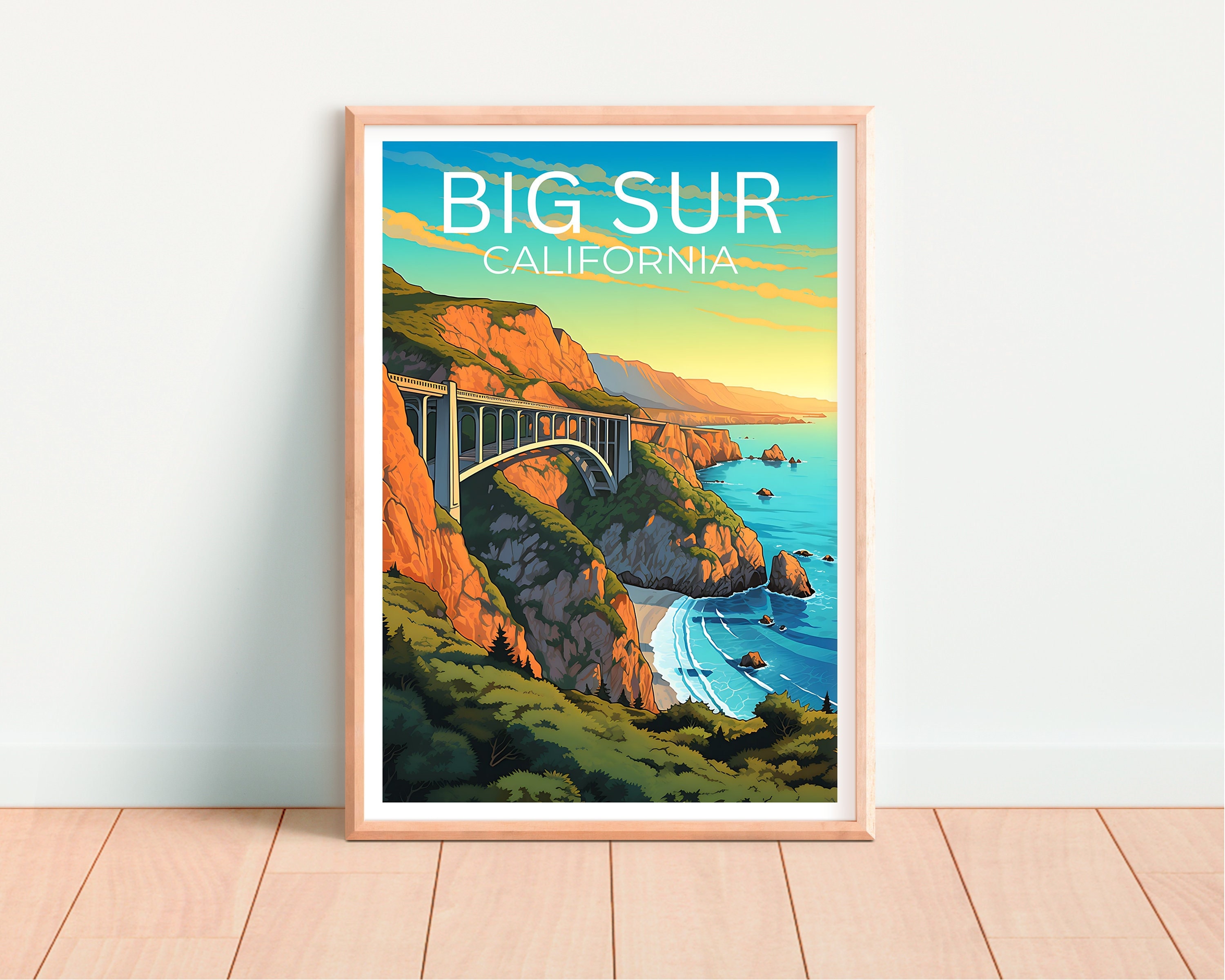 Big Sur Travel Poster, California Wall Art, California Print, Big