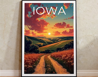 Iowa Travel Poster, Iowa Wall Art, Iowa Print, Iowa Poster, Iowa Poster, Midwest Poster, Iowa Art