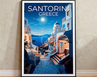Santorini Travel Poster, Greece Wall Art, Greece Print, Santorini Poster, Greece Poster, Santorini Print, Greek Islands Poster