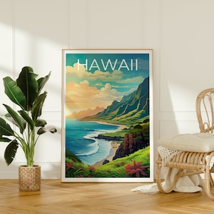 Hawaii Travel Poster, Island Wall Art, Island Print, Hawaii Poster, Island Poster, Mountain Poster, Hawaii Art image 9