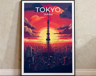 Tokyo Poster, Tokyo Tower Wall Art, Tokyo Print, Tokyo Travel Poster, Tokyo Tower Art, Japan Poster, Poster Art, Wall Decor