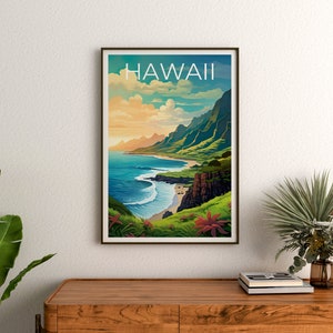 Hawaii Travel Poster, Island Wall Art, Island Print, Hawaii Poster, Island Poster, Mountain Poster, Hawaii Art image 8