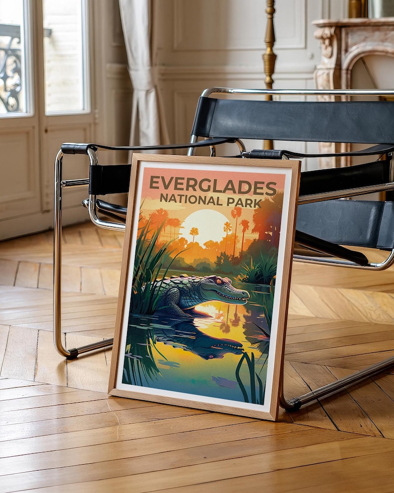 Everglades Travel Poster, Florida Wall Art, Florida Print, Everglades Poster, Florida Poster, Alligator Poster, Everglades Art image 7