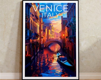 Venice Poster, Venice Print, Italy Poster, Italy Print, Venice Gondola Travel Poster, Italy Art, Venice Art