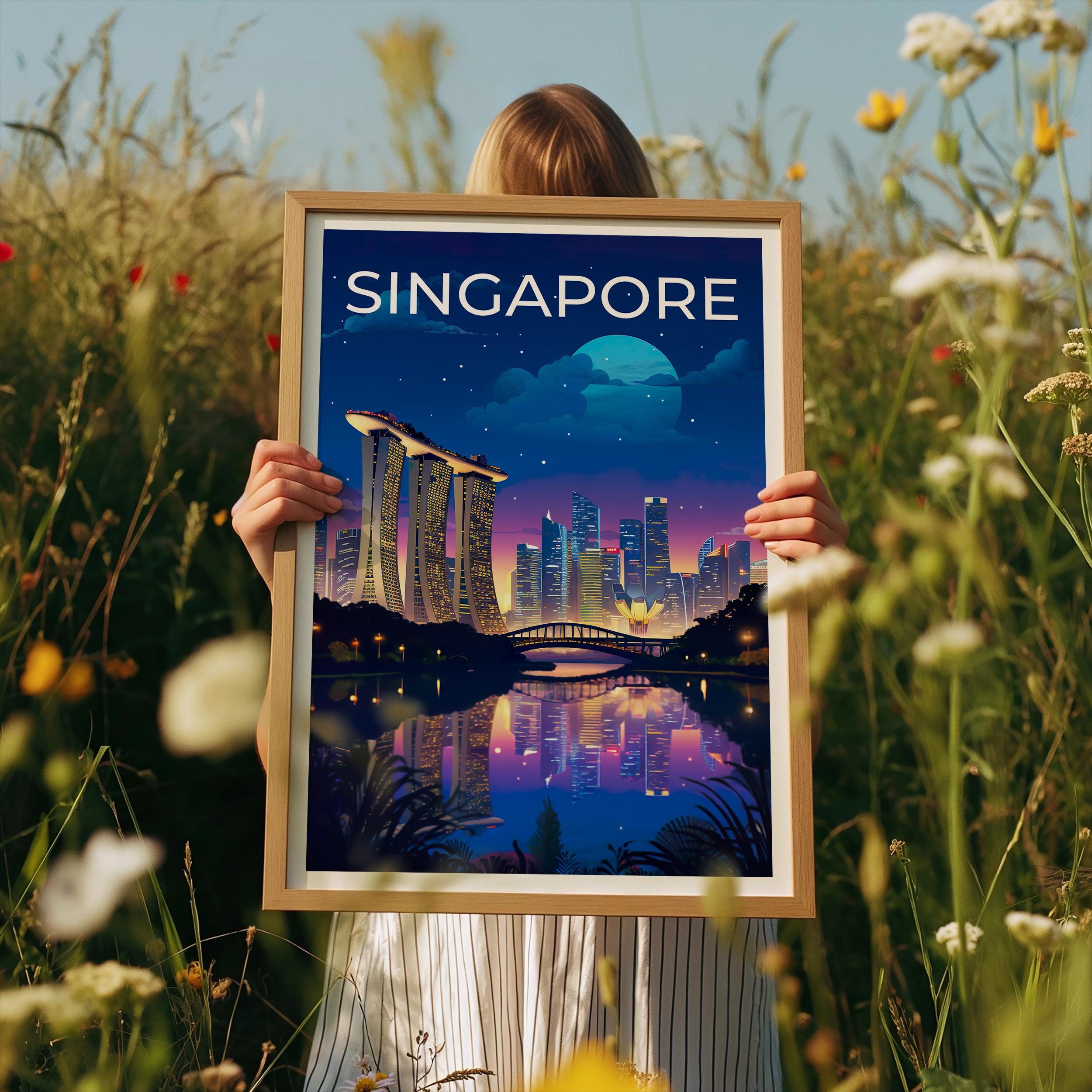 シンガポール旅行ポスター、シンガポール壁画、シンガポールプリント