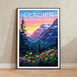 Glacier National Park Poster, Montana Poster, Montana Print, Glacier Park Poster, Montana Print, Mountain Poster, Hiking Gift, Montana Art