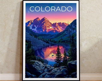 Colorado Poster, Colorado Print, Rocky Mountains Poster, Rockies Poster, Colorado Travel Poster, Mountain Art, Colorado Art