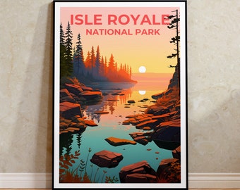 Isle Royale Travel Poster, Michigan Wall Art, Michigan Print, Isle Royale Poster, Michigan Poster, Nature Poster, Isle Royale Art