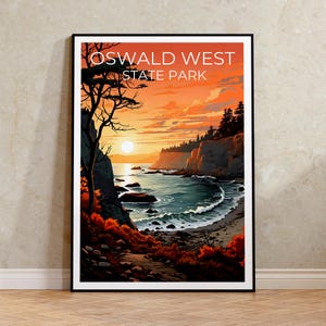 Oswald West Travel Poster, Oregon Wall Art, Oregon Print, Oswald West Poster, Oregon Poster, Nature Poster, Oswald West Art