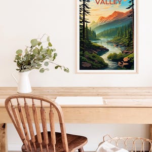 Reseposter från New York, tryck från Hudson Valley, väggkonst i skogen, illustration från New York, landskapsaffisch, heminredning, födelsedagspresent bild 9