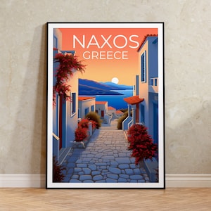 Naxos Travel Poster, Greece Wall Art, Greece Print, Naxos Poster, Greece Poster, Europe Print, Naxos Art