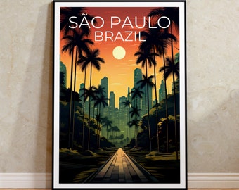 Cartel de São Paulo, Impresión de Brasil, Arte de São Paulo, Impresión de São Paulo, Cartel de viaje de São Paulo, Cartel de Brasil, Arte de la pared de São Paulo