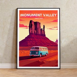 Monument Valley Travel Poster, Arizona Wall Art, Van Life Print, Monument Valley Poster, Arizona Art, Arizona Poster, Poster Art, Wall Decor