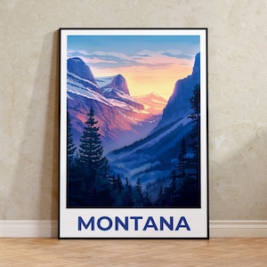 Montana Poster, Montana Druck, Berg Poster, Berge Druck, Montana Reiseposter, Waldposter, Montana Kunst