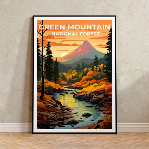 ralph a clevengers　氷山のポスターart美術グリーンランド自然 Green Mountain Poster, Vermont Wall Art, Vermont Print, Green
