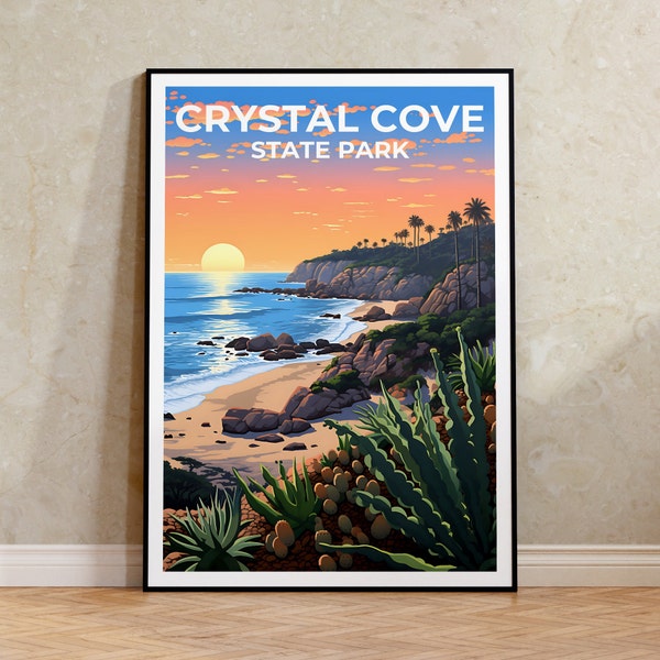 Crystal Cove Travel Poster, California Wall Art, California Print, Crystal Cove Poster, California Poster, Nature Poster, Crystal Cove Art