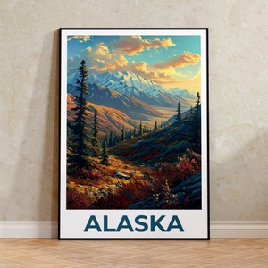 Alaska Travel Poster, Mountain Wall Art, Mountain Print, Alaska Poster, Mountain Poster, Alaska Print, Alaska Art, Birthday Gift