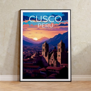 Cusco Travel Poster, Peru Wall Art, Peru Print, Cusco Poster, Peru Poster, City Poster, Cusco Art