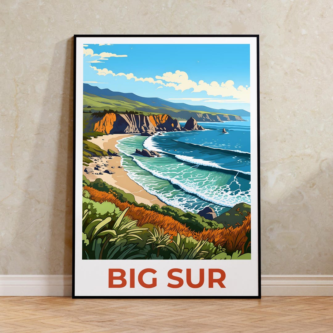 Big Sur Travel Poster, California Wall Art, California Print, Big