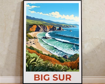 Big Sur Travel Poster, California Wall Art, California Print, Big