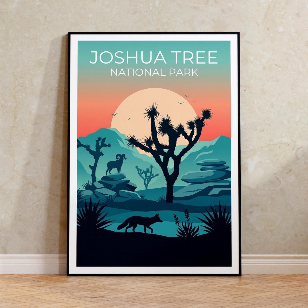 Joshua Tree National Park Travel Poster, Minimalist Desert Print ...