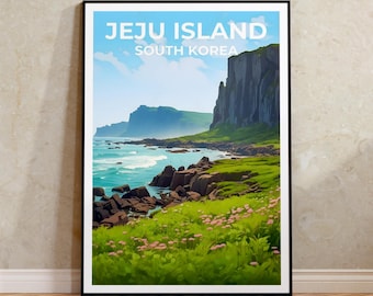 Jeju Island Travel Poster, South Korea Wall Art, South Korea Print, Jeju Island Poster, Asia Poster, Nature Poster, Jeju Island Art