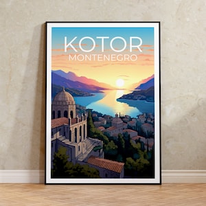 Kotor Travel Poster, Montenegro Wall Art, Montenegro Print, Kotor Poster, Montenegro Poster, Kotor Print, Kotor Art