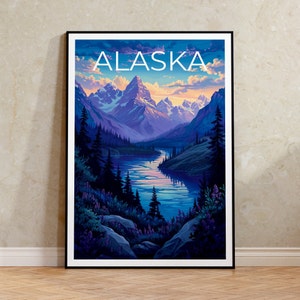 Alaska Travel Poster, Alaska Wall Art, Alaska Print, Alaska Poster, Mountain Poster, Nature Poster, Alaska Art