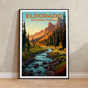 Eldorado National Forest Reiseplakat, Kalifornien Wandkunst, Kalifornien Druck, Eldorado Plakat, Kalifornien Plakat, Waldplakat