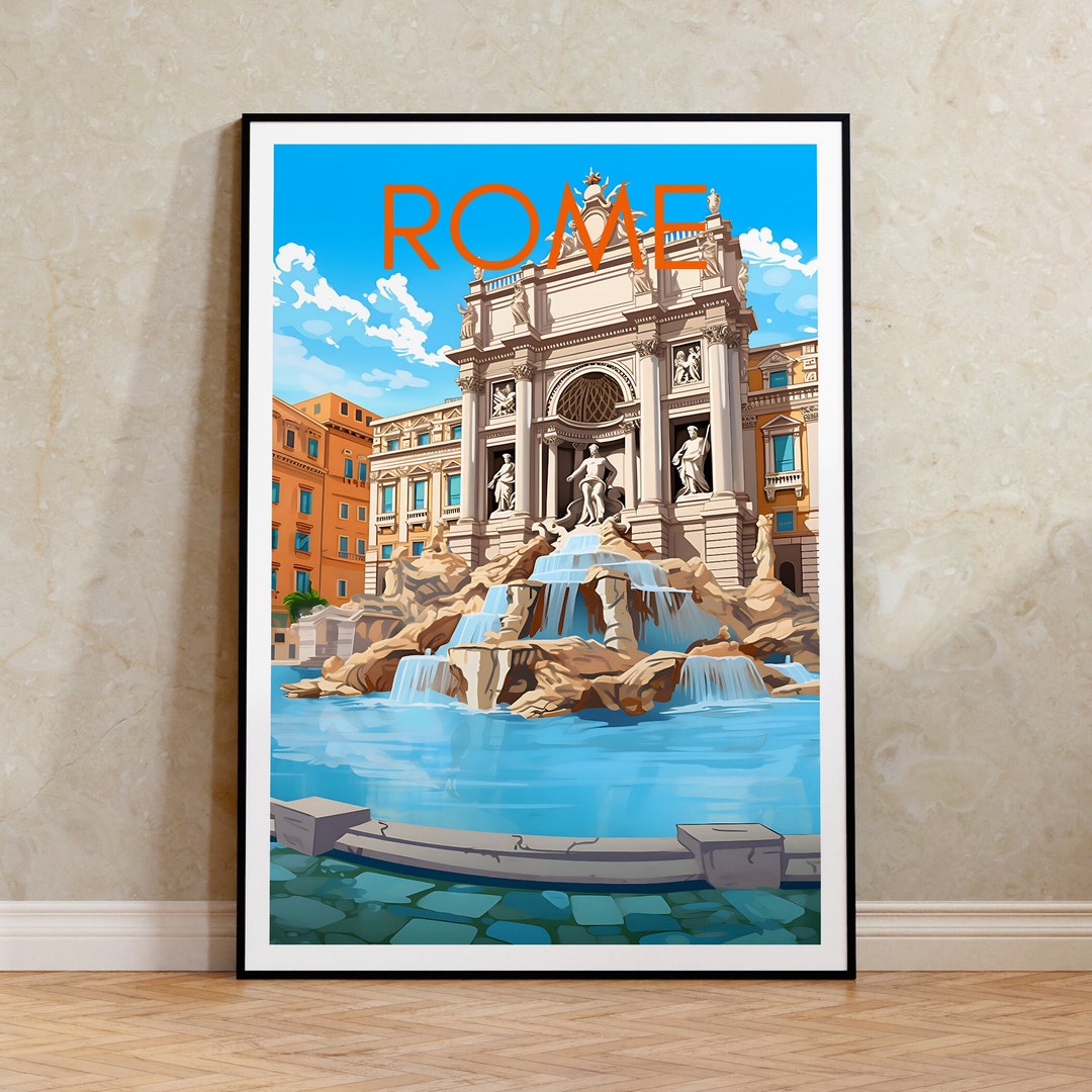 Window View Poster Rome Rome Travel Poster, Italy Wall Art, Trevi Fountain Print, Italy Poster ...