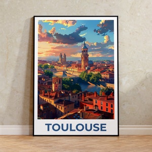 Affiche de Toulouse, impression de Toulouse, affiche de France, impression de France, affiche de voyage de Toulouse, affiche d'Europe, art de Toulouse
