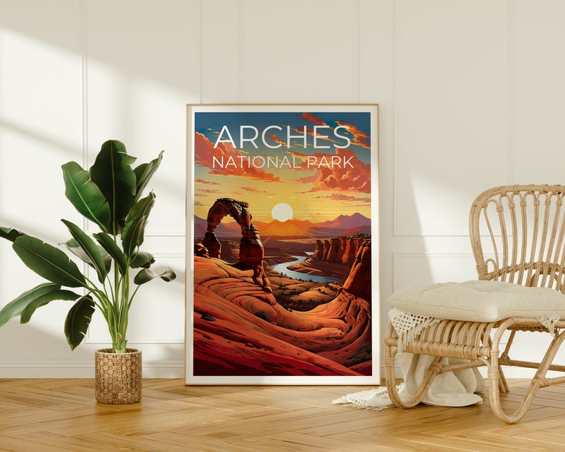 Arches Park Travel Poster, Delicate Arch Wall Art, Delicate Arch Print ...