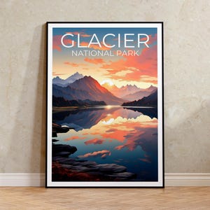 Glacier National Park Travel Poster, Montana Wall Art, Montana Print, Glacier National Park Poster, Nature Poster