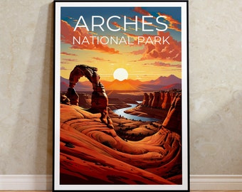 Arches Park Travel Poster, Delicate Arch Wall Art, Delicate Arch Print, Arches Park Poster, Delicate Poster, Utah Poster