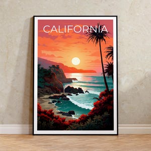 Poster della California, stampa di viaggio SoCal, arte costiera, stampa della California, poster della costa della California, regalo della California, stampa della spiaggia