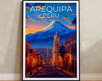 Arequipa Travel Poster, Peru Wall Art, Peru Print, Arequipa Poster, Peru Poster, City Poster, Arequipa Art