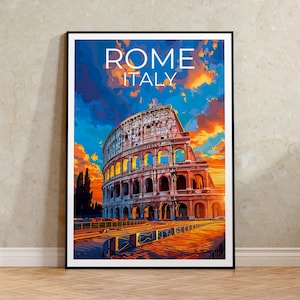 Póster del Coliseo, Impresión del Coliseo, Arte de Roma, Impresión de Roma, Póster de viaje del Coliseo, Póster de Roma, Arte mural del Coliseo