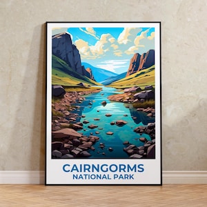 Cairngorms National Park Travel Print Scotland Poster Highlands Wall Art Mountain Illustration Cairngorms Poster Home Decor Birthday Gift