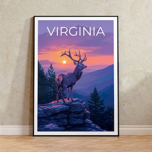 Virginia Poster, Virginia Print, Deer Art, Deer Print, Virginia Travel Poster, Deer Poster, Shenandoah Poster